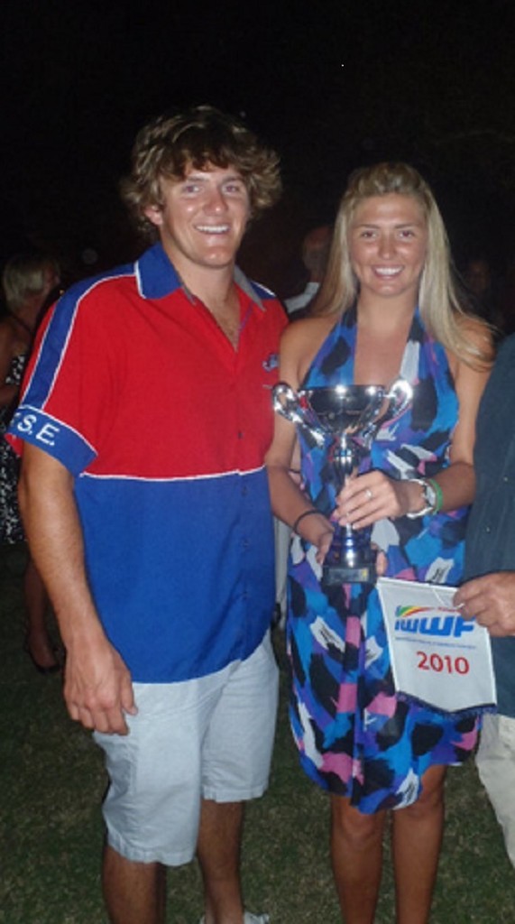 The brother and sister duo Chris and Trudi Stout, Men's Open champion and Woemn's F2 runner up.  - world water ski race titles © Image supplied .